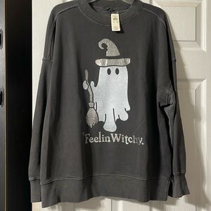 NWT Aerie Halloween Ghost Big Chill Crew Sweatshirt Small S